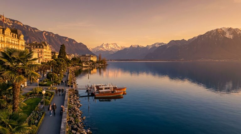 Swiss Riviera Travel Guide Montreux Vevey 2026 - Lake Geneva waterfront with Alps