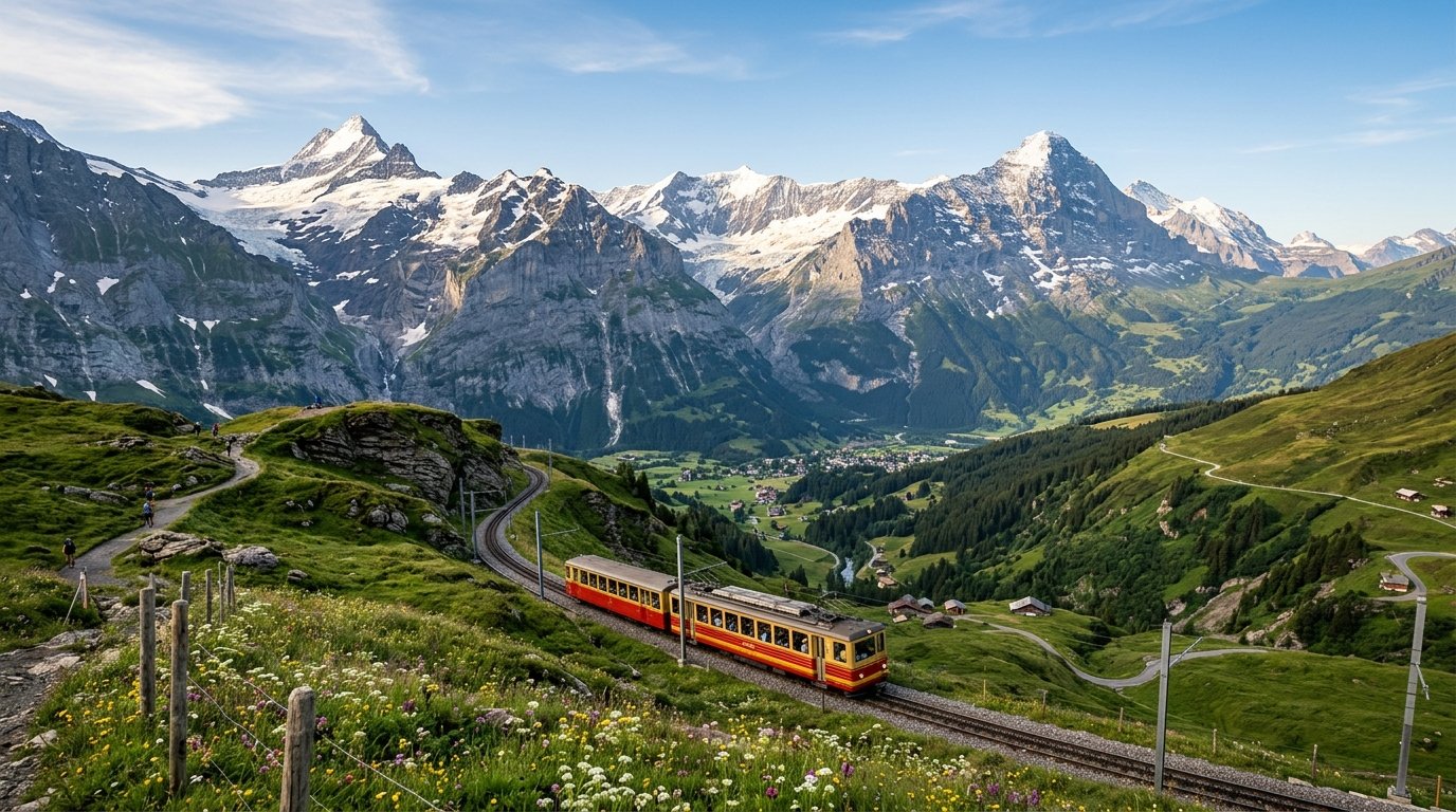 Switzerland 5 Day Itinerary 2026 showing Swiss Alps and train scenery