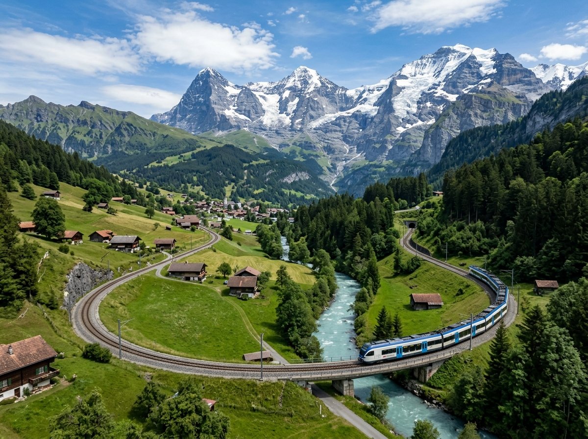 Switzerland 5 Day Itinerary 2026 map illustration of train route